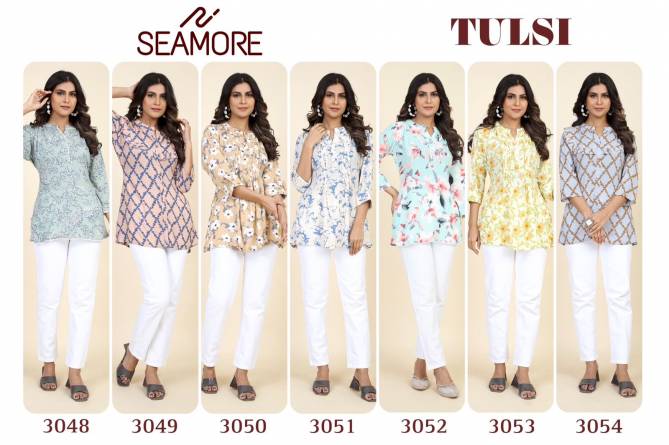 Tulsi By Seamore 3048 To 3054 Printed Rayon Ladies Top Wholesale Price In Surat